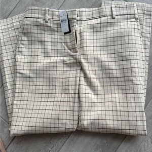 Ann Taylor Cream Windowpane Chinos